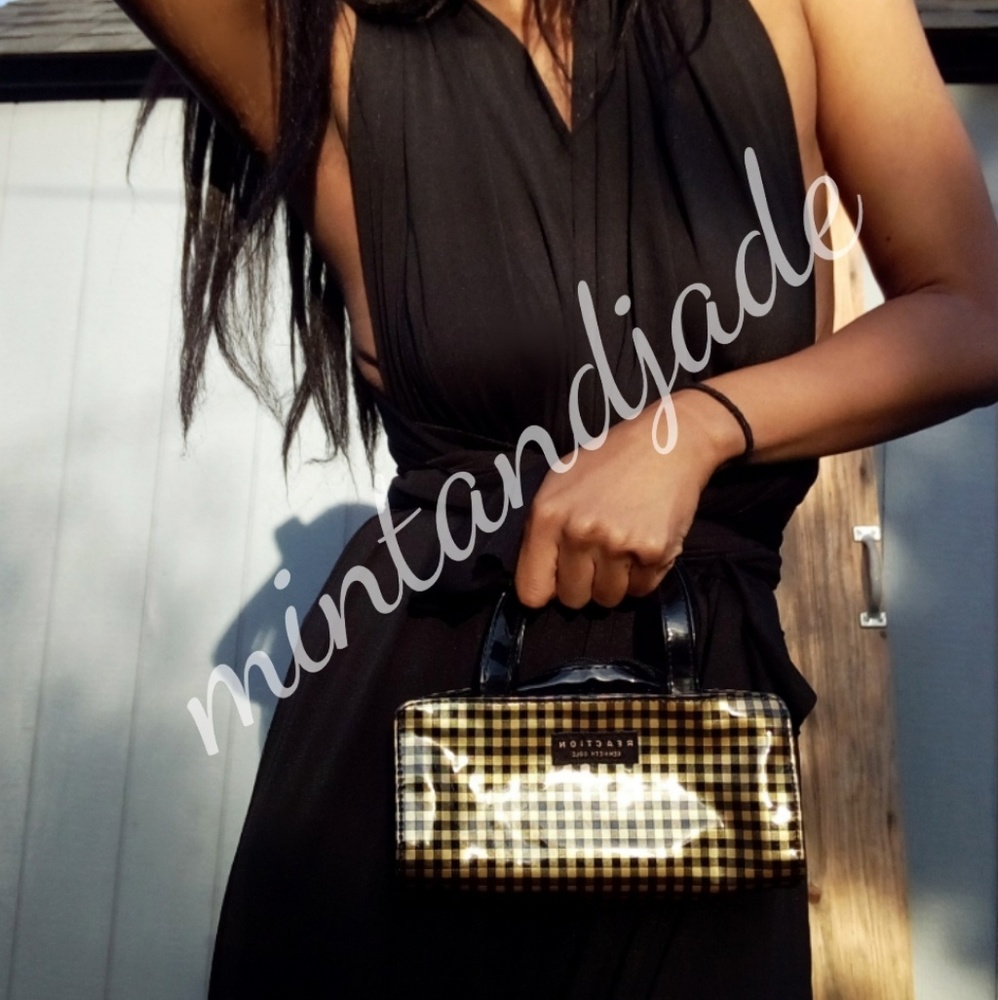 Glossy Kenneth Cole Black/Yellow Plaid Bag